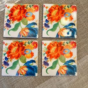 Floral Ceramic Coasters Set of 4